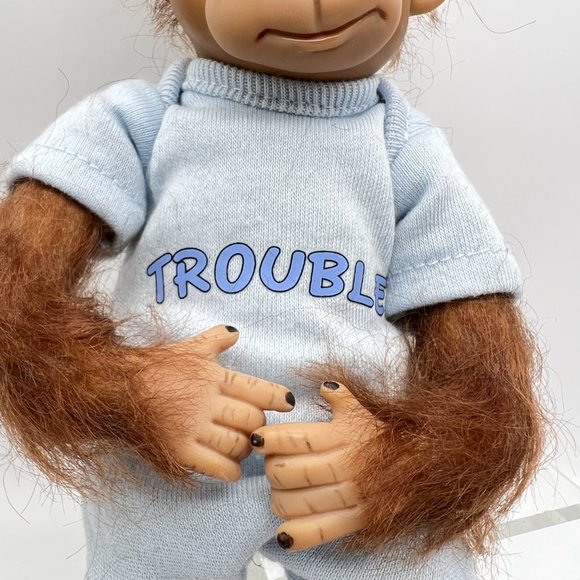 Ashton Drake Baby Monkey Orangutan Wispy Hair Soft Poseable Boy Doll TROUBLE - Picture 5 of 10